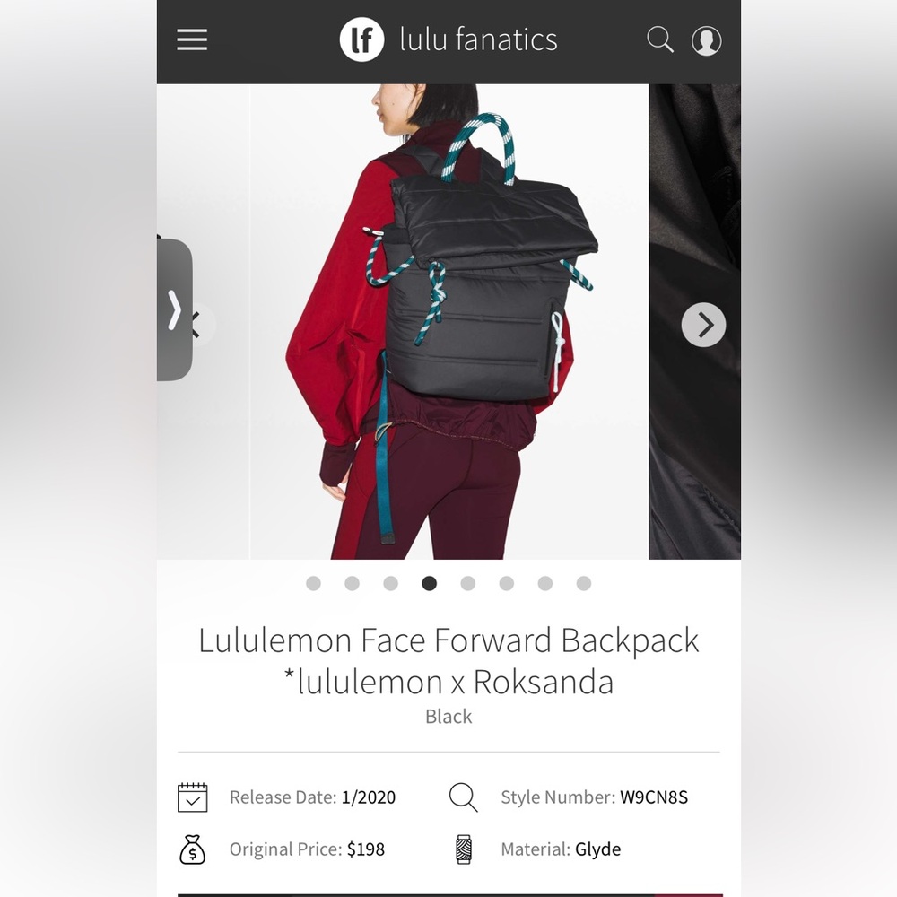 Lululemon•Face Forward Backpack *lululemon x Roksanda•Water Resistant•Black•EUC - Picture 4 of 16